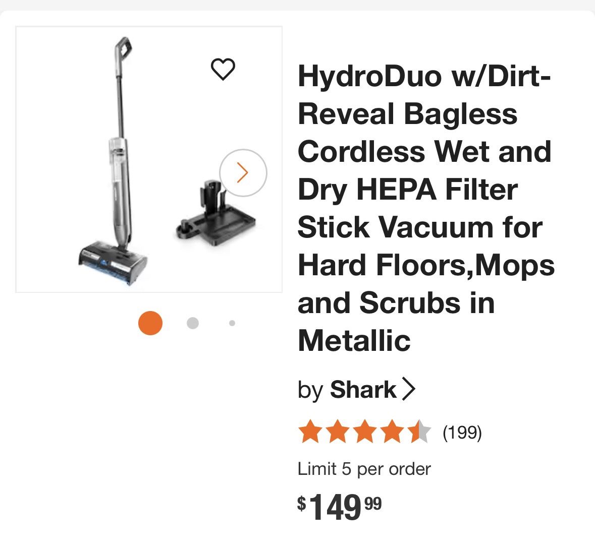 Shark Wet Dry Mop - Like New Used Once -still Have Box