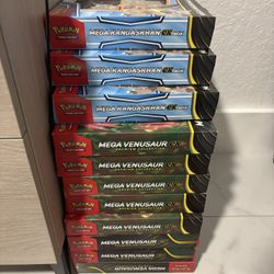 Sealed Pokémon Trading Card Boxes (Mega MEGA KANCASKHAN EX BOX & MEGA VENUSAUR EX)