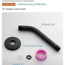 OFFO Shower Arm with Flange, 6 Inches Wall Mount Replacement Angle Shower Head Arm Wall-Mounted For Fixed Shower Head & Handheld Showerhead, Matte Bla