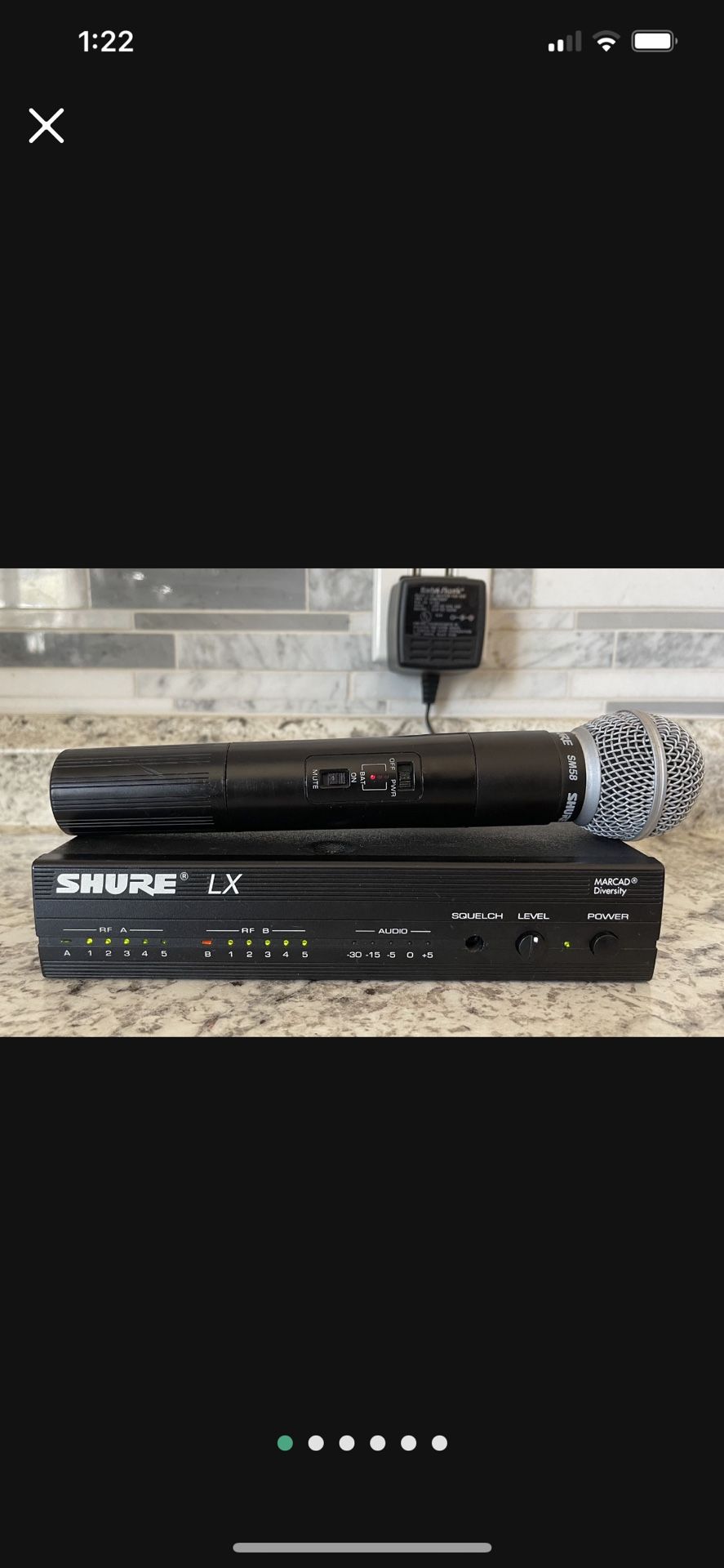 SHURE LX4-CS 200.300 MHZ MARCAD DIVERSITY HEADSET/MICROPHONE RECEIVER + SM58 MIC