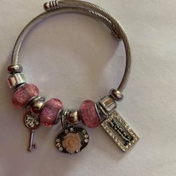 CHARM BEADS BRACELET ~ Silver Plated Free size