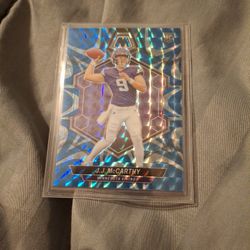 2024 Panini Mosaic (Blue Reactive Prizm) J.J. McCarthy Rookie Card