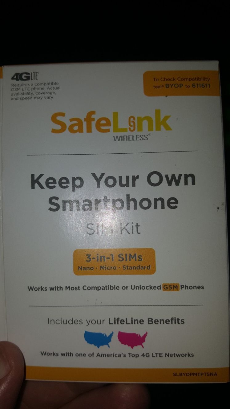 T mobile SIM card/ safetylink/ free 1 year