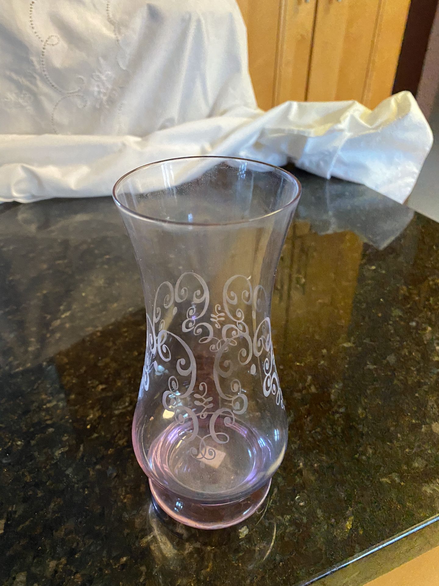 Vintage Made in Czechoslovakia Purple Etched Small Vase 7 1/2”