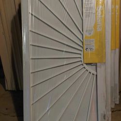36 in. x 80 in. Solana White Surface Mount Outswing Steel Security Door with...