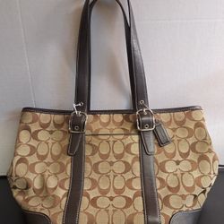 COACH C JACQUARD CANVAS TOTE BAG 