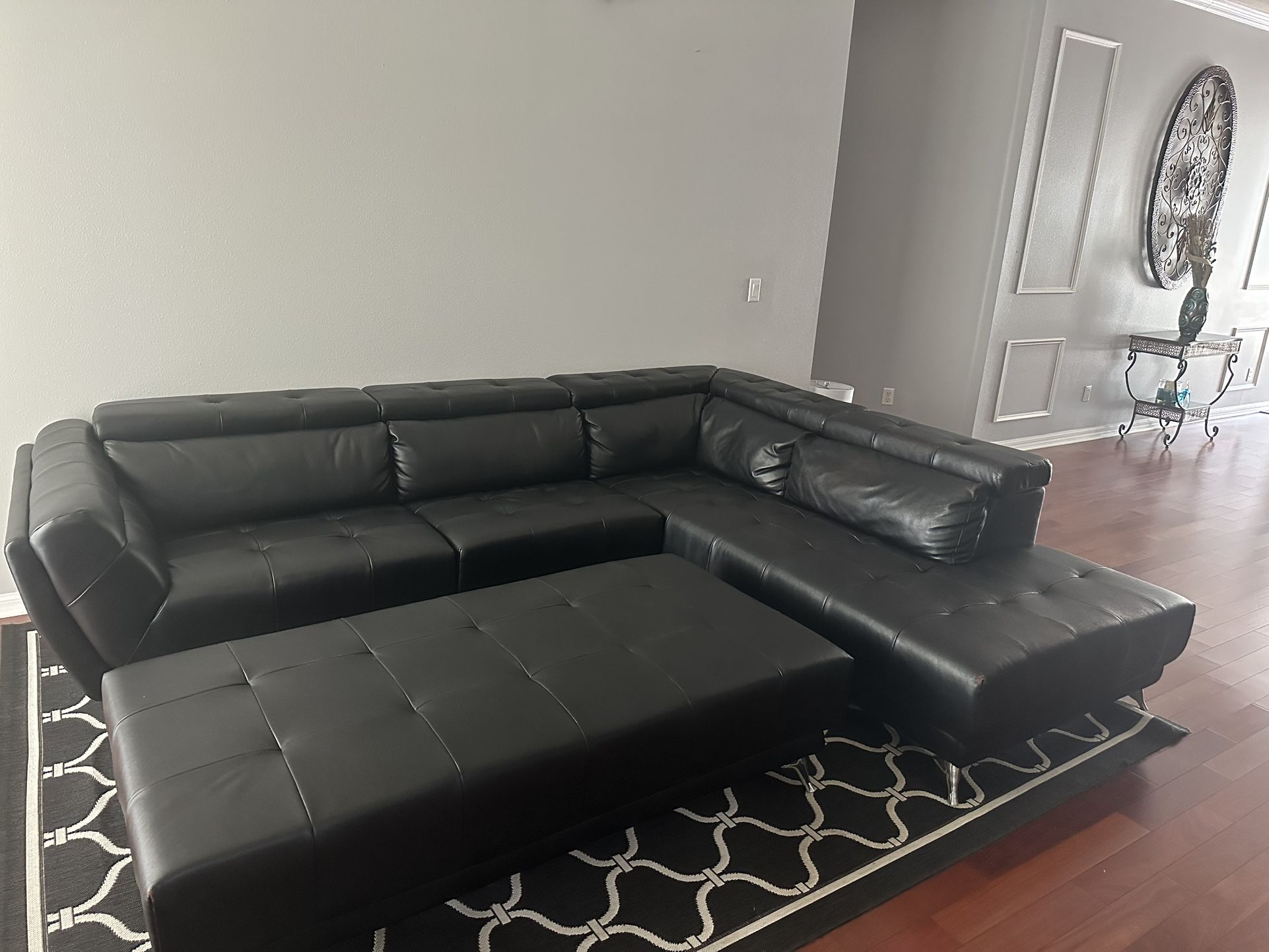 Black Sectional & Ottoman