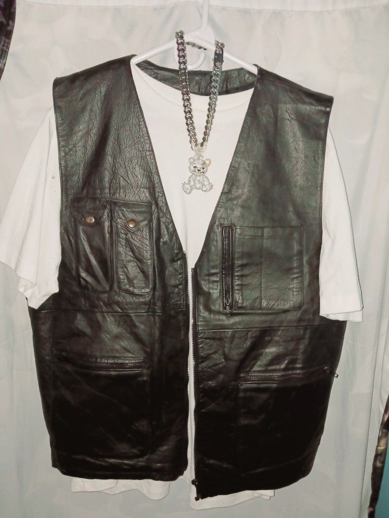 Images New York Leather Vest With Concealed Gun Pocket