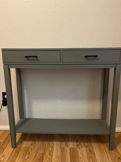 Gray Console Table with Two Drawers