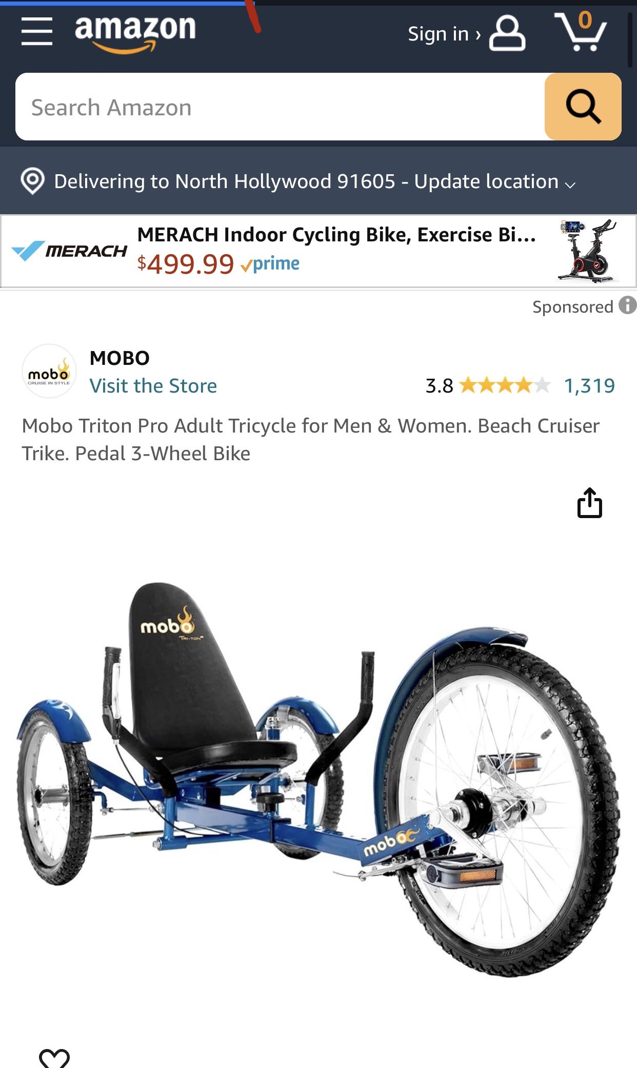 Mobo Triton Pro Adult Tricycle for Men & Women. Beach Cruiser Trike. Pedal 3-Wheel Bike