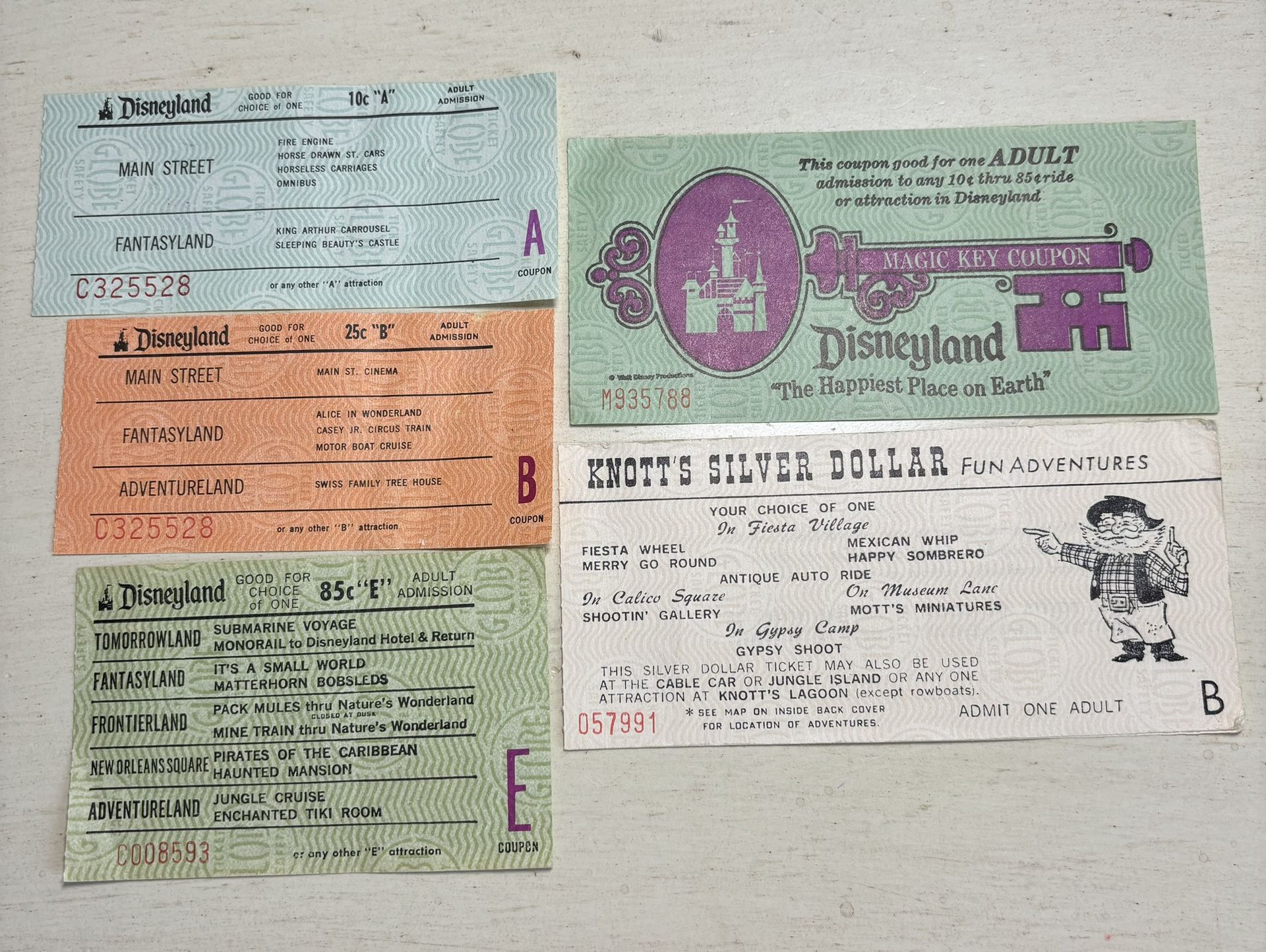 DISNEYLAND VINTAGE TICKETS