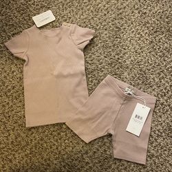Baby Girl Mauve Matching Outfit Size 18m