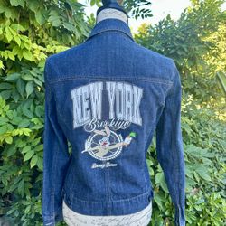 Women's "Looney Tunes New York Brooklyn" Jean Jacket Ann Taylor XS