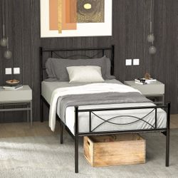 Twin Bed Frame With Headboard (mattress Not Included)