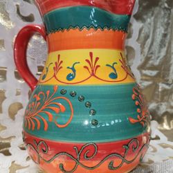 9.24" Hand Oainted Glaze Ceramic Pitcher