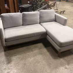 Gorgeous Mid Century Modern Light Gray Sectional Couch With Reversible Chaise Lounge 