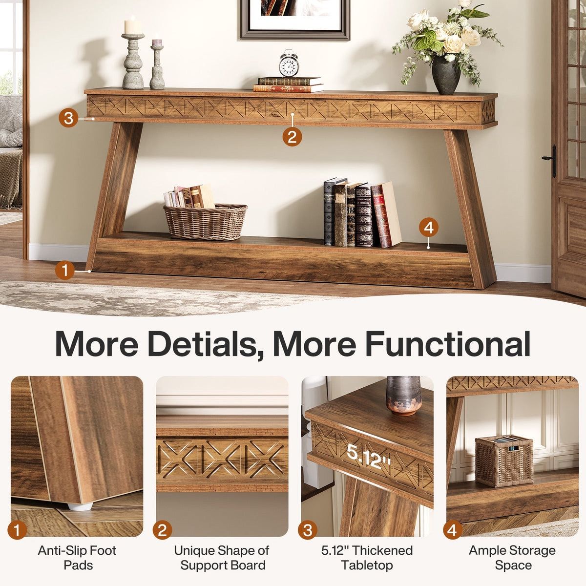 New In Box 70.8" Sofa Table, Farmhouse Console Table Entryway Table With Storage