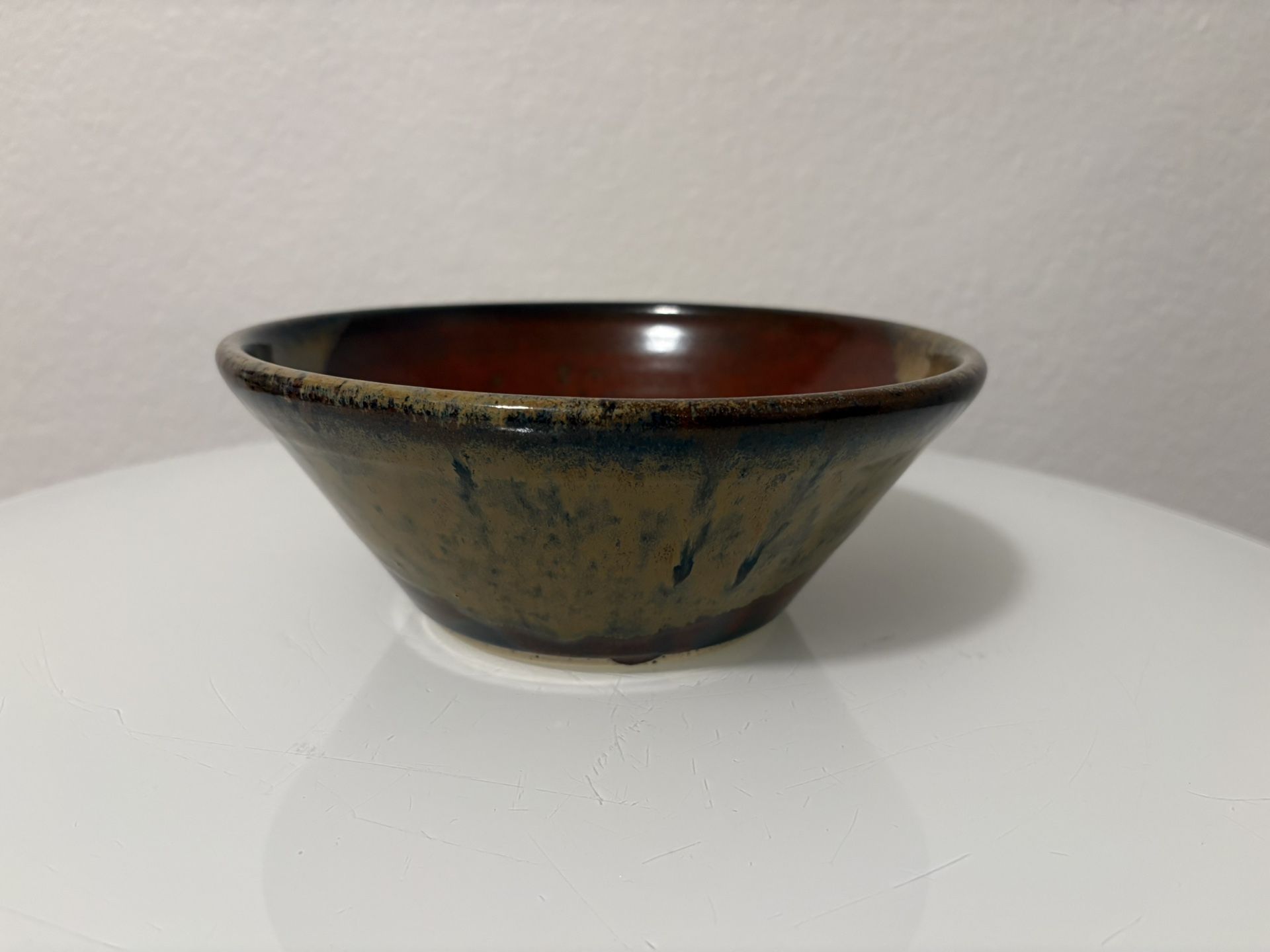 8” Ceramic Bowl Brown Tones Swirl Design