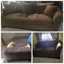 Brown Sofa ,Loveseat, and Ottoman