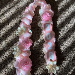 Graduation leis pink and beige