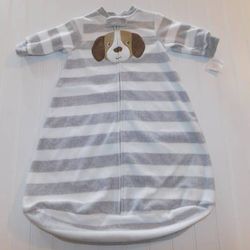NWT Baby Boys Sleep Sack Fleece Sleeper Carter's Boy 0-3 Months Stripe Dog