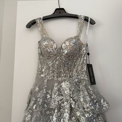 Sherri Hill Silver Sequin Dress #55500