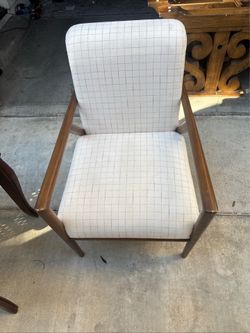 Mid-Century Modern Wood Frame Upholstered Armchair