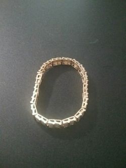 Gold Tone Diamond Accent Rectangle and Bar Tennis