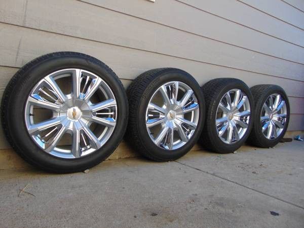 4 Used 22X9 OEM Chevy High Country Rims & 275 50 22 Bridgestone Alenza Tires *TAKEOFFS*6X5.5*+28MM*