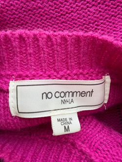No Comment NY-LA Fuchsia Cable Knit Cropped Sweater - Size Medium (M)