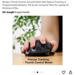 ELECOM EX-G Trackball Mouse, 2.4GHz USB Wireless, Ergonomic Design, Thumb Control, Smooth Roller Ball, Optical Tracking, 6 Programmable Buttons, Tilt 