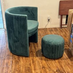 Funky Green Chair With Ottoman