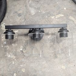 3-Light Black Matte Bathroom Light Fixture