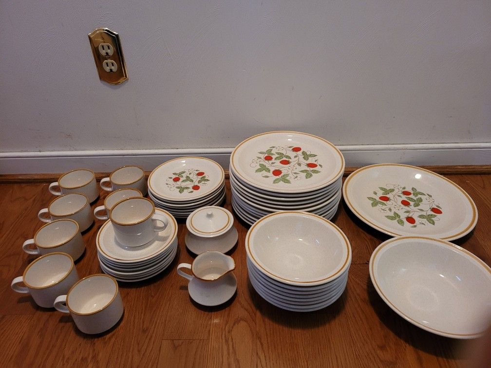 Vintage Berry Blossom Stoneware Dishes by JC Penney