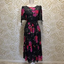 Betsey Johnson vintage-style tiered floral maxi dress. 