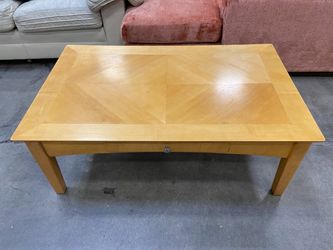 Light Wood Marquetry Top Single Drawer Coffee Table