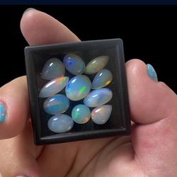 $10 Each Or $90 For ALL - Natural Opals Big Size Oval Marquise And Pear Shape Nice Flashy Rainbow Colors 