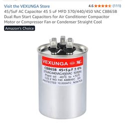45/5uF AC Capacitor 45 5 uF MFD 370/440/450 VAC CBB65B Dual Run Start Capacitors for Air Conditioner Compacitor Motor or Compressor Fan or Condenser S