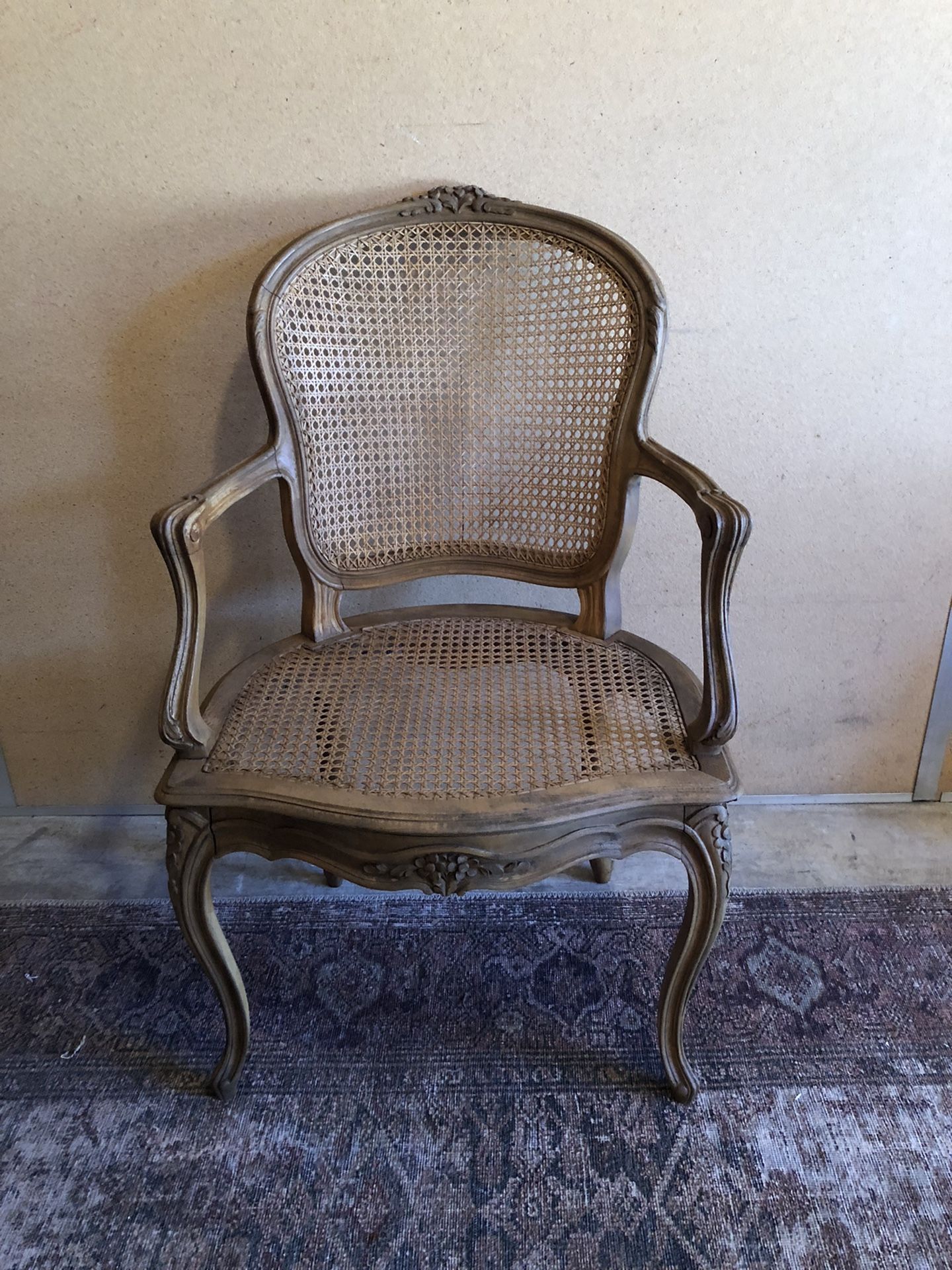 Antique French Cane Accent Chair 