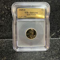 2025-D Lincoln Memorial Cent ICG Genuine Gold Plated Small Cent