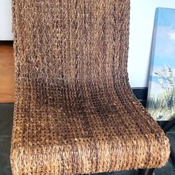 Crate And Barrel Abaca Roping Patio  Chair 16 Inch From The Floor In The Front Dropping To 14 Inch In The Back 