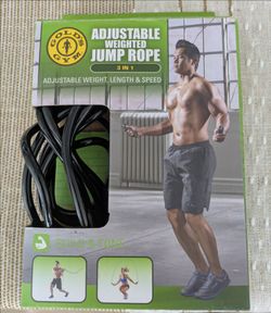 Golds Gym Adjustable Weighted 9" Speed Jump Rope (two 4 oz loads each hand) - Like NEW