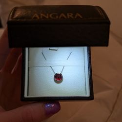 Angara 2.2 CT Garnet 14k White Gold Solitaire Necklace