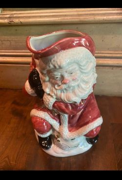 Christmas Retired-Fitz & Floyd 1988 2-Qt Santa Pitcher-NEW