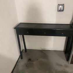 Vintage Black Faux Bamboo Console Table / Entryway Table With Drawers