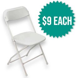 Brand New White Plastic Party Chairs Commercial Grade 800 lbs static wt
