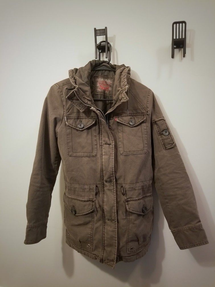 Levi's Hooded Jacket ( Small - Military Green )