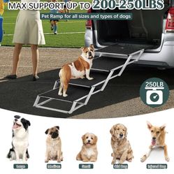 Dog Stair,Dog Ramps for Large Dogs SUV,Dog Ramp for Car,Dog Steps for Cars and SUV,Lightweight Aluminum Foldable Dog Ramp for High Beds, Trucks, Suppo