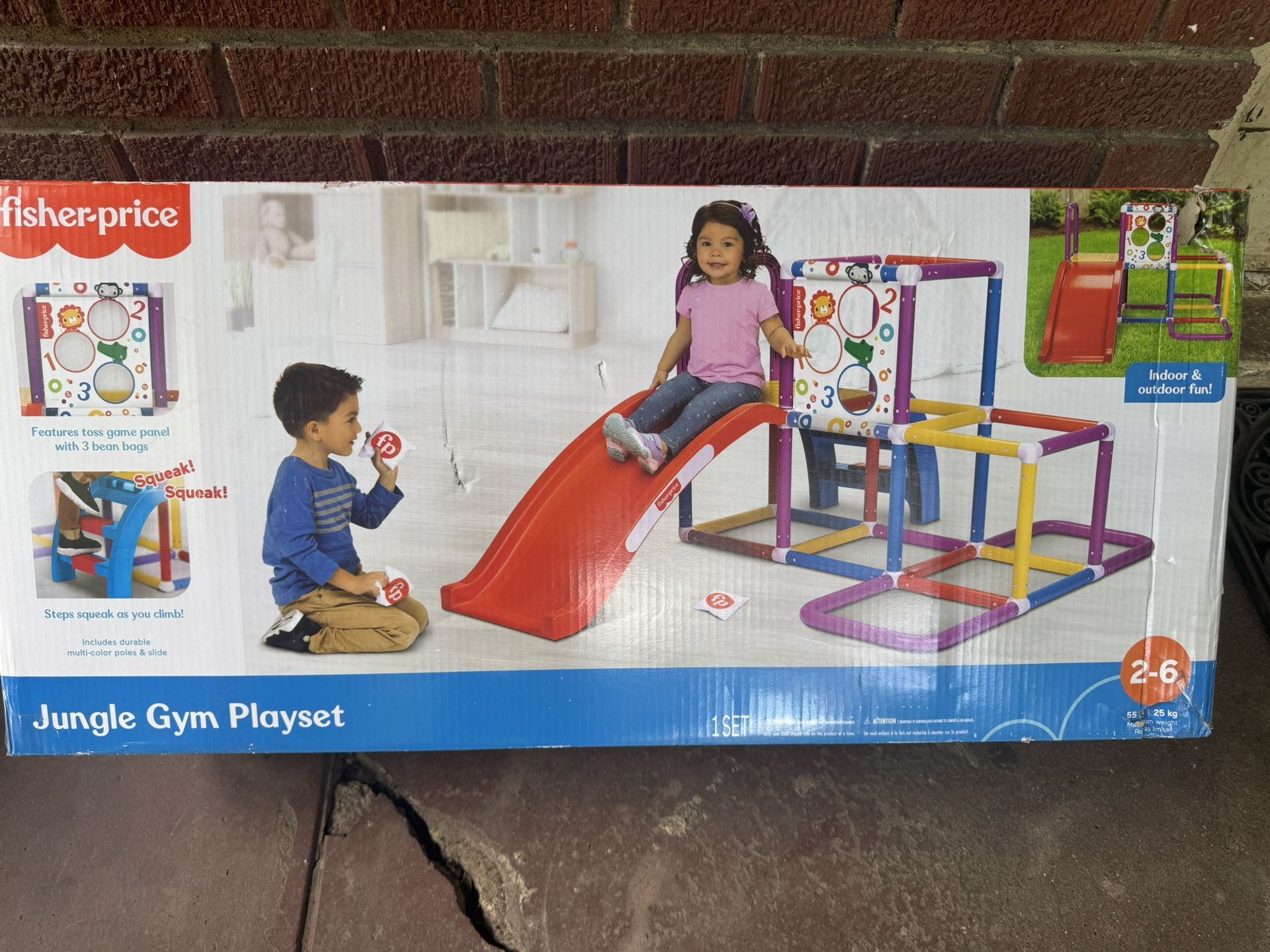 Fisher Price Jungle Gym Play Structure with Slide Bean Bag Toss
