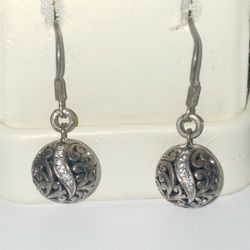 Sterling Silver Diamond Earrings 